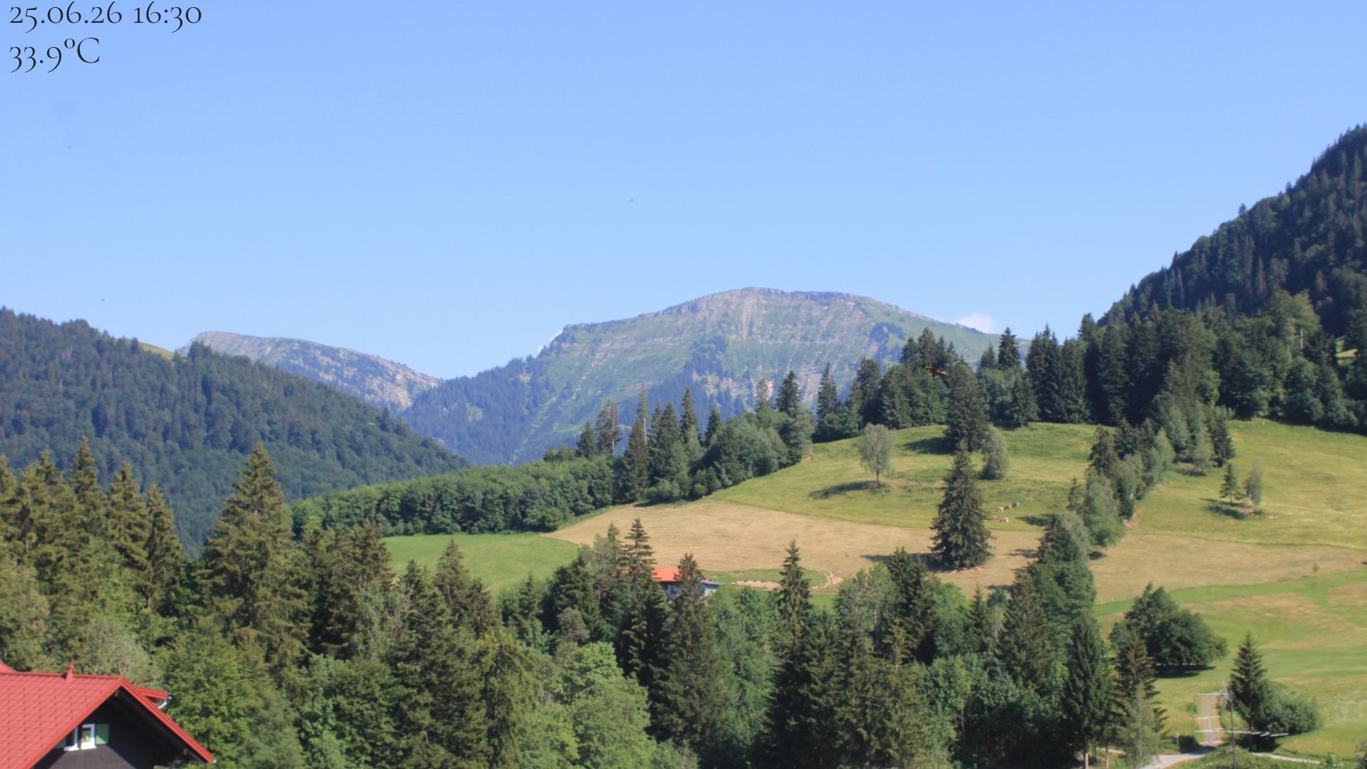 Archiv Foto Webcam Oberstaufen - Blick Hochgrat vom Biohotel Schratt