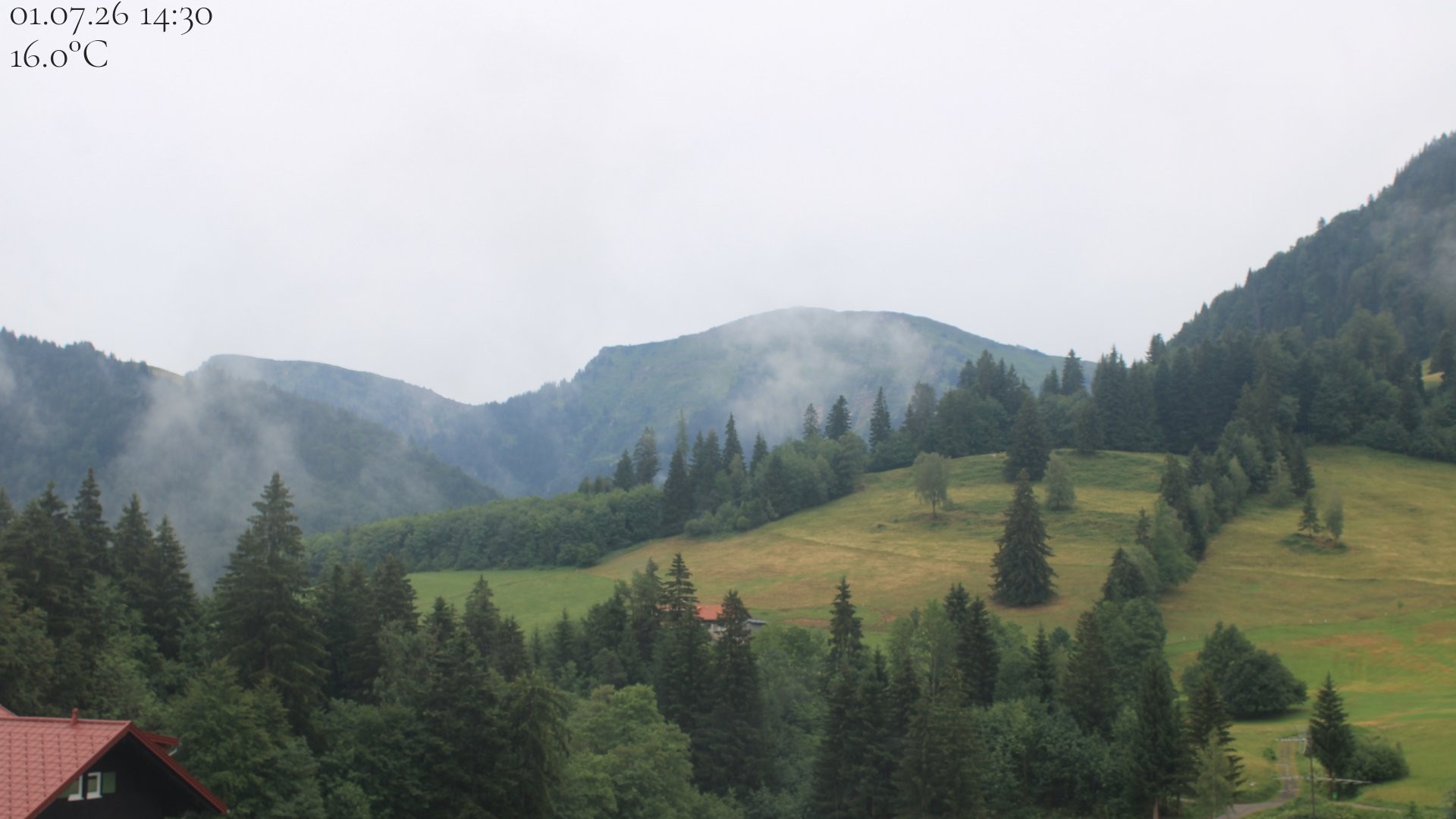 Archiv Foto Webcam Oberstaufen - Blick Hochgrat vom Biohotel Schratt