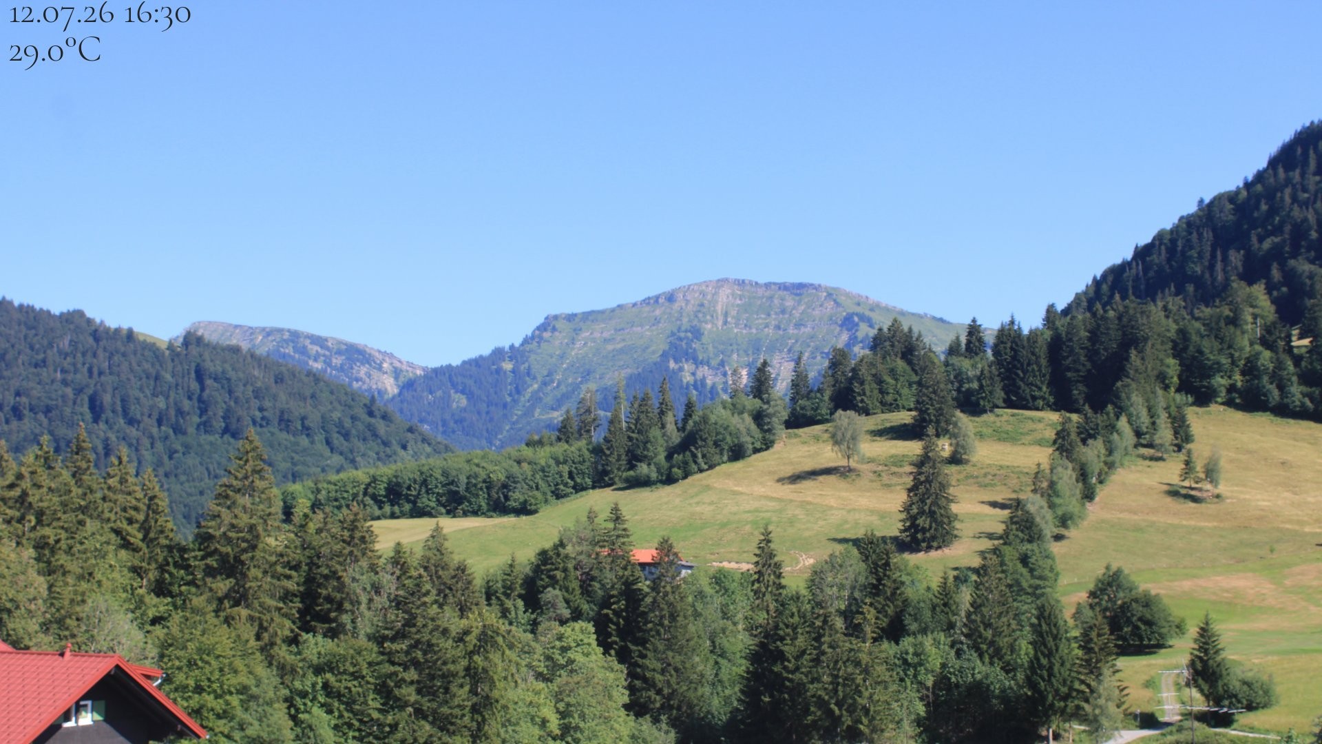 Archived image Webcam Oberstaufen - View Hochgrat from Hotel Schratt