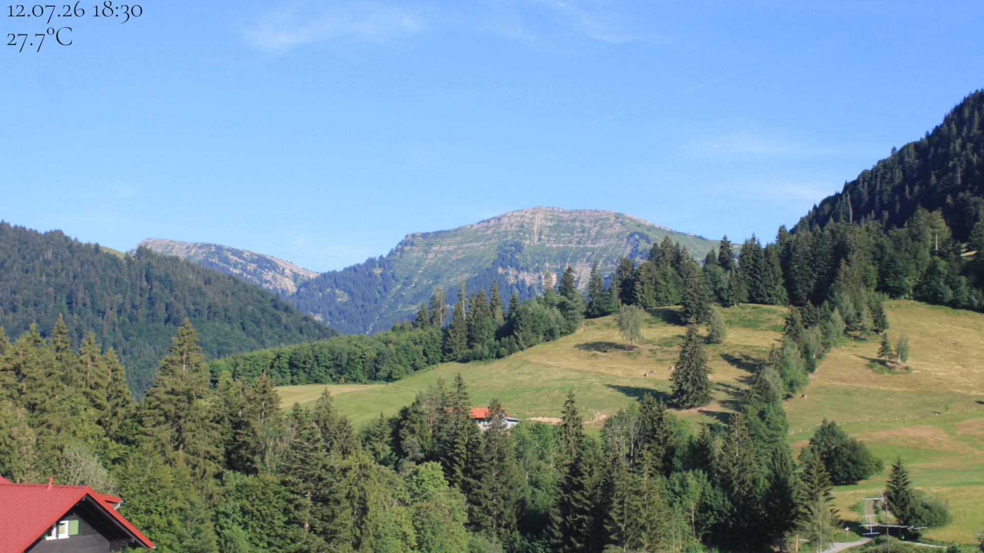 Archived image Webcam Oberstaufen - View Hochgrat from Hotel Schratt
