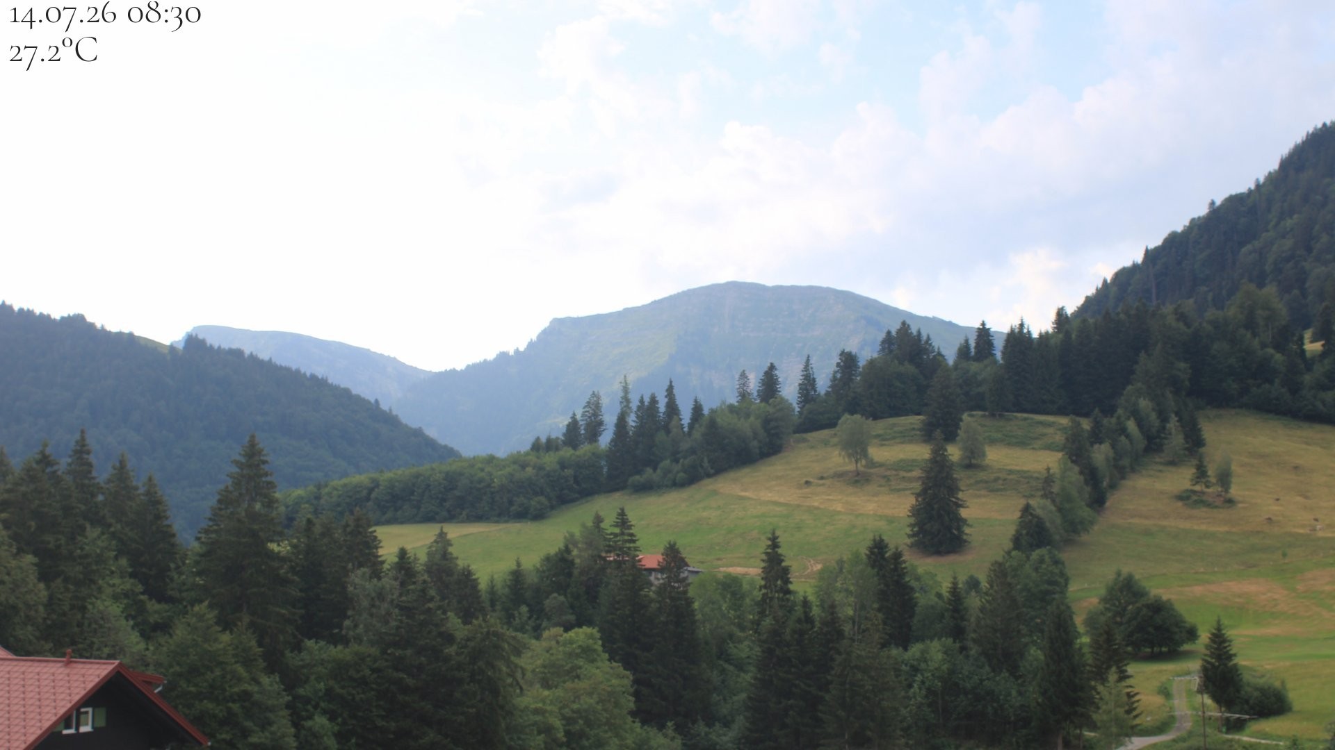 Archiv Foto Webcam Oberstaufen - Blick Hochgrat vom Biohotel Schratt