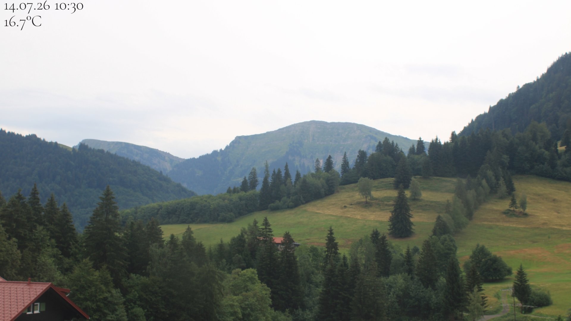 Archiv Foto Webcam Oberstaufen - Blick Hochgrat vom Biohotel Schratt