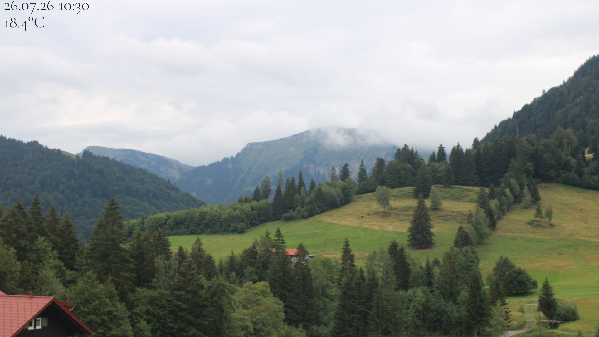 Archiv Foto Webcam Oberstaufen - Blick Hochgrat vom Biohotel Schratt