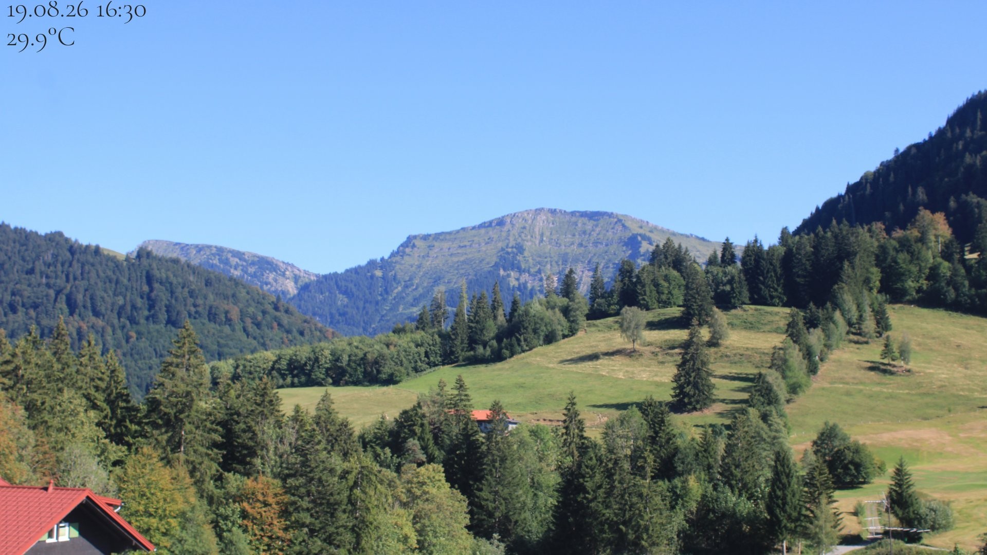 Archived image Webcam Oberstaufen - View Hochgrat from Hotel Schratt