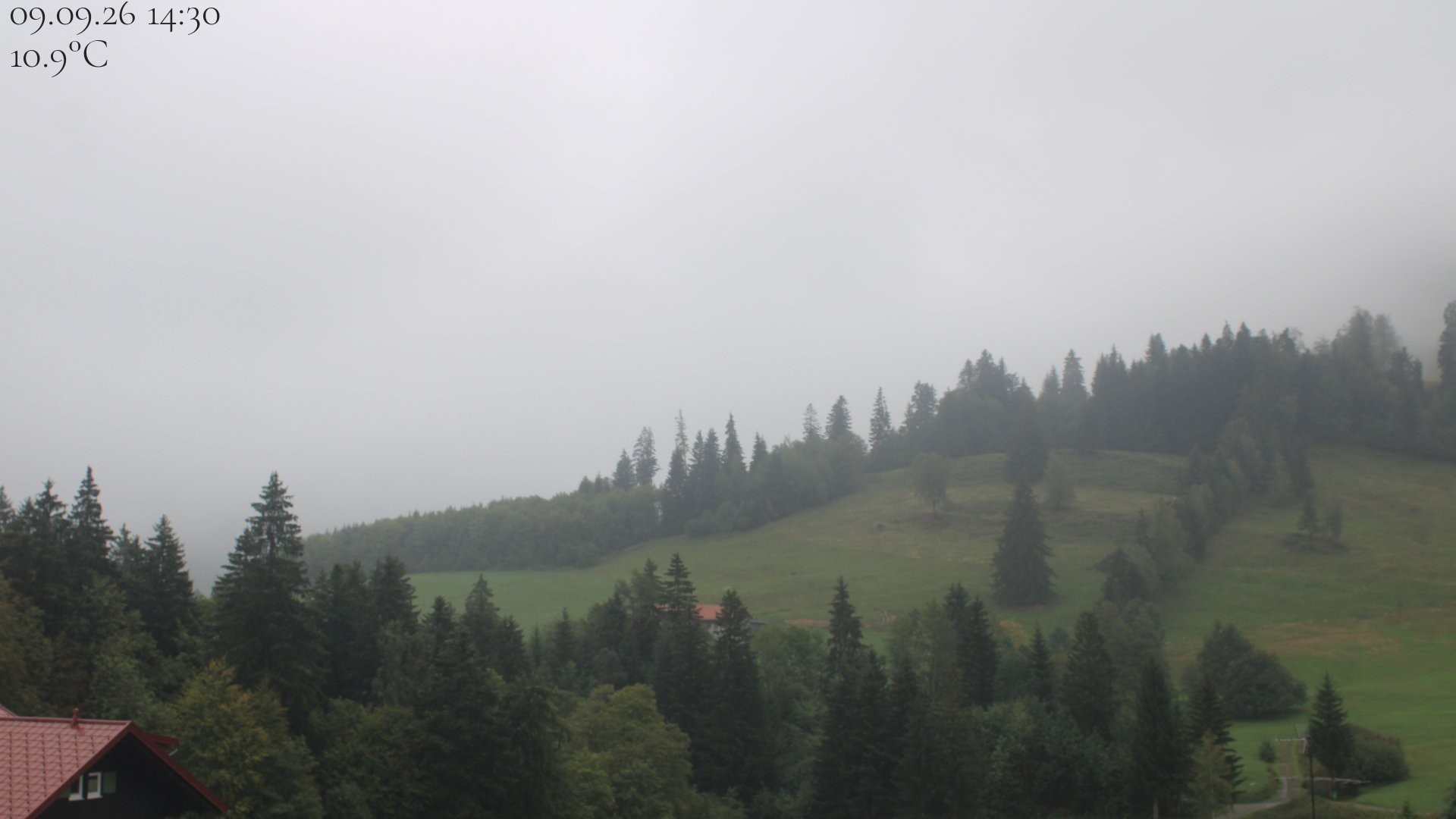Archiv Foto Webcam Oberstaufen - Blick Hochgrat vom Biohotel Schratt