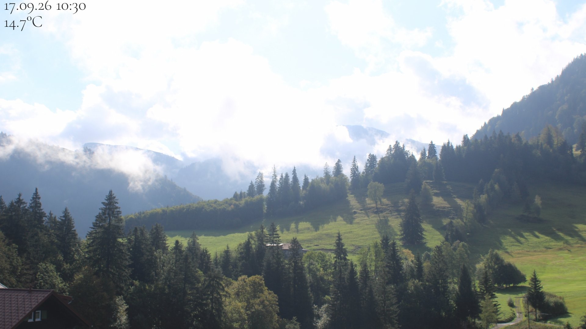 Archived image Webcam Oberstaufen - View Hochgrat from Hotel Schratt