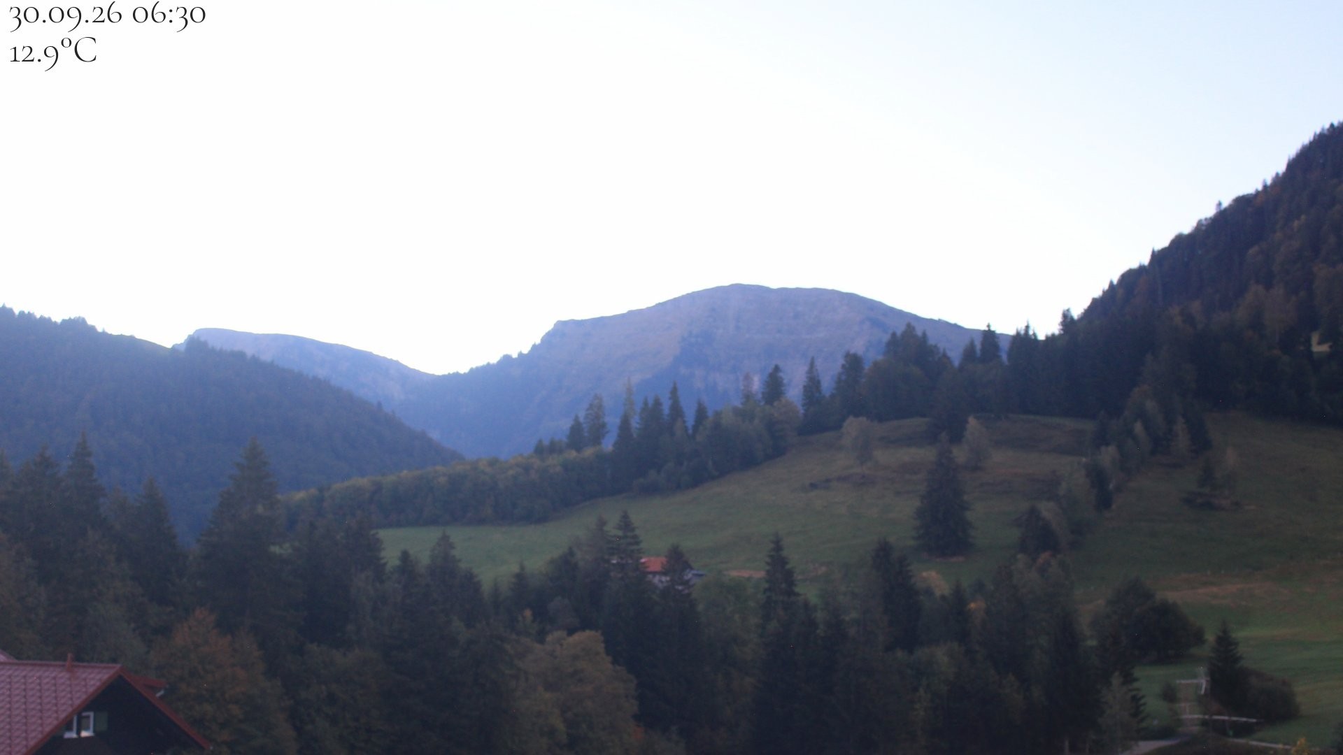 Archiv Foto Webcam Oberstaufen - Blick Hochgrat vom Biohotel Schratt