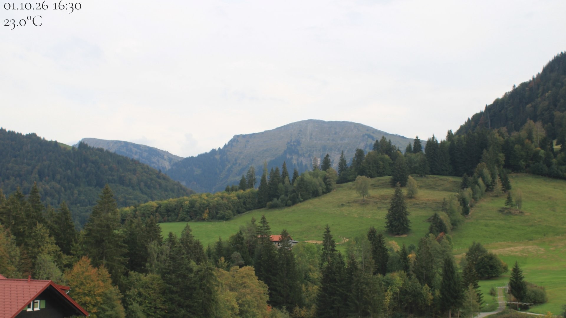 Archiv Foto Webcam Oberstaufen - Blick Hochgrat vom Biohotel Schratt