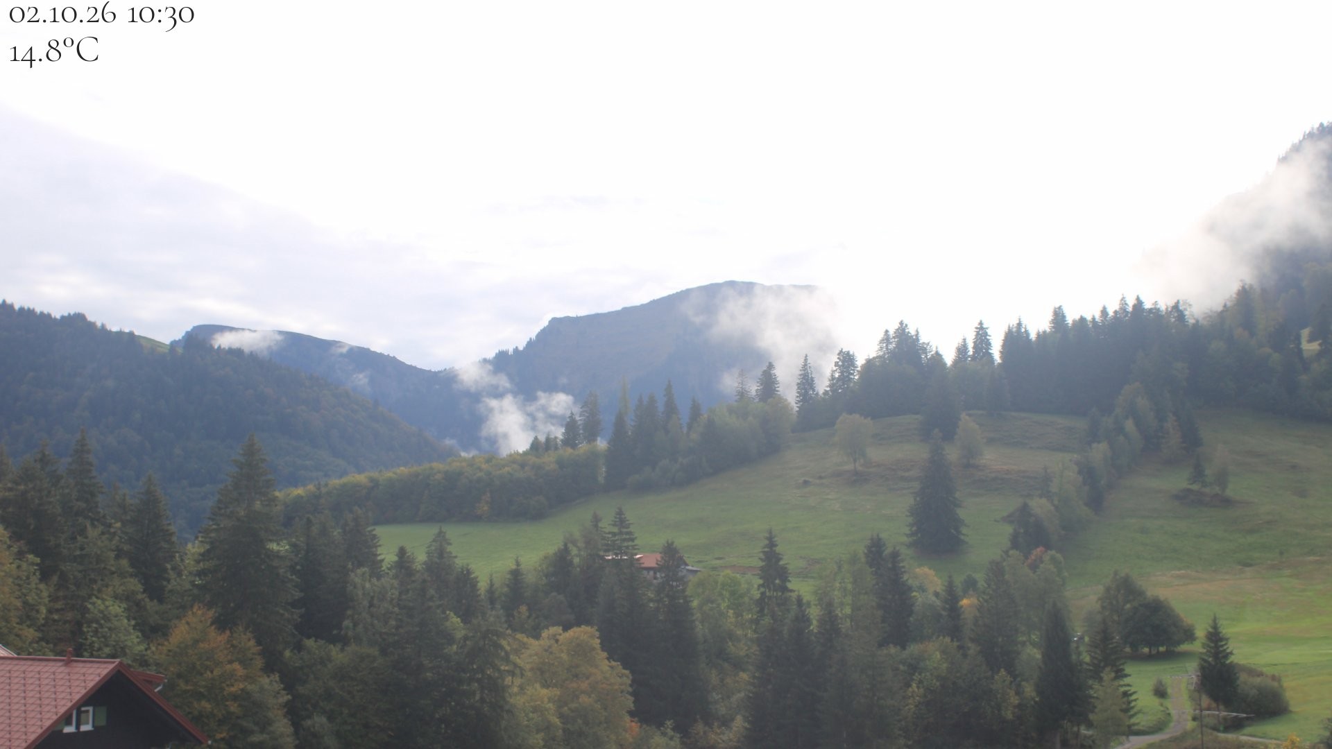 Archiv Foto Webcam Oberstaufen - Blick Hochgrat vom Biohotel Schratt