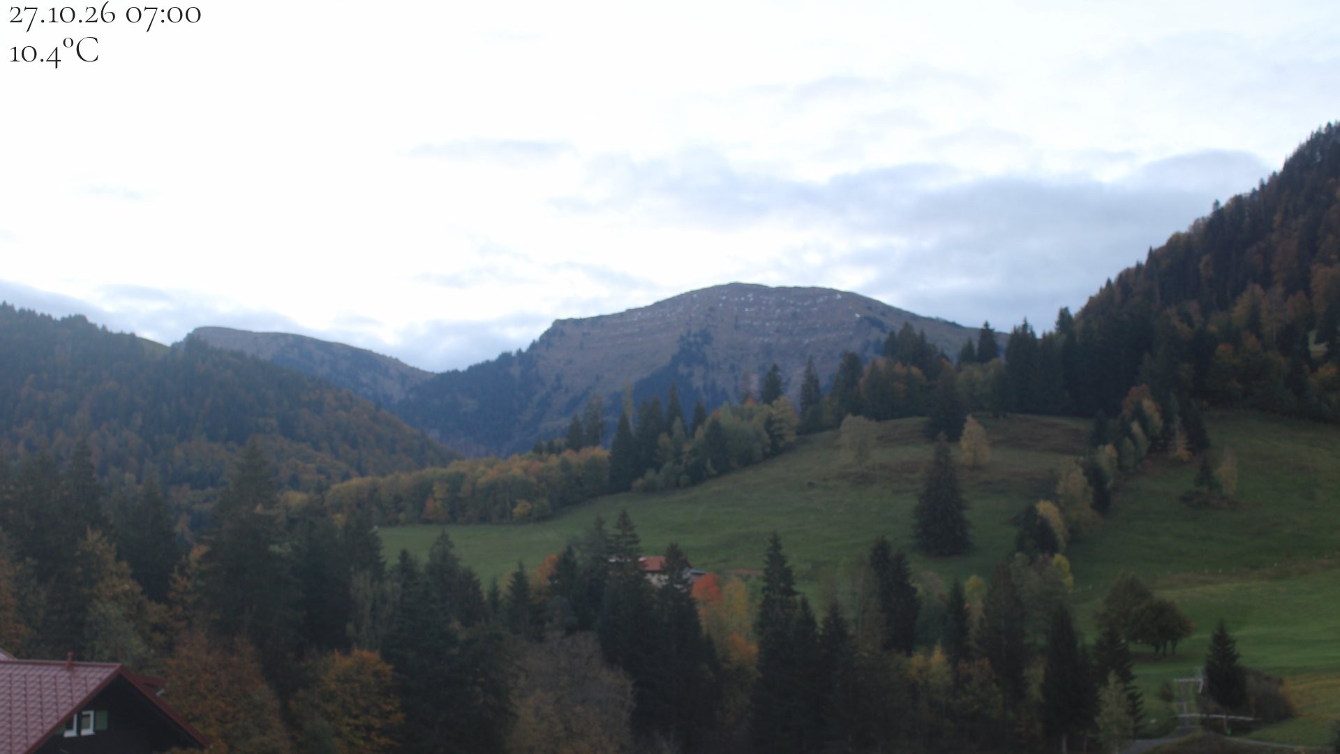 Archiv Foto Webcam Oberstaufen - Blick Hochgrat vom Biohotel Schratt
