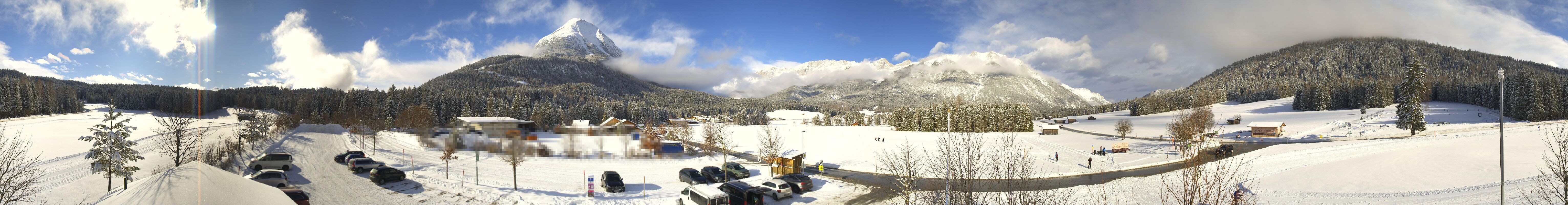 Archiv Foto Webcam Leutasch Moos - Rödlach Parkplatz