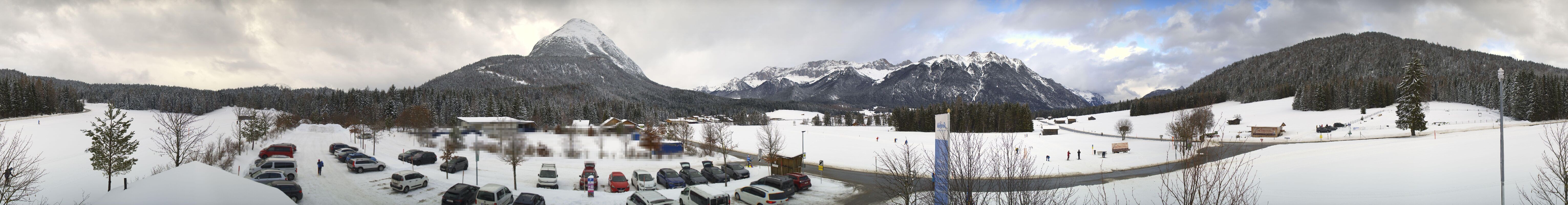 Archiv Foto Webcam Leutasch Moos - Rödlach Parkplatz