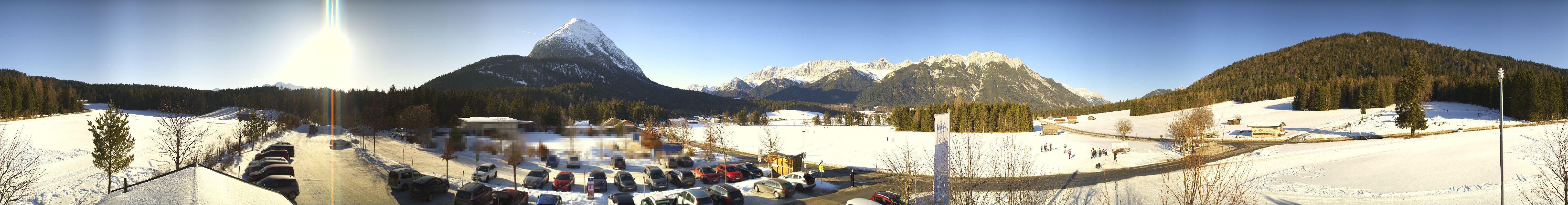 Archiv Foto Webcam Leutasch Moos - Rödlach Parkplatz