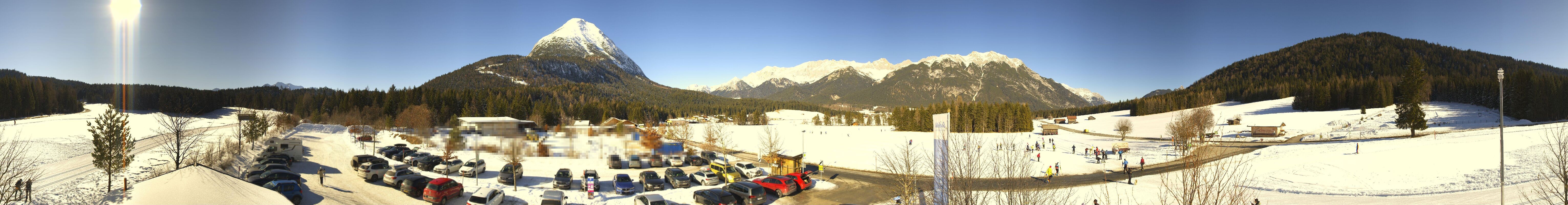 Archiv Foto Webcam Leutasch Moos - Rödlach Parkplatz