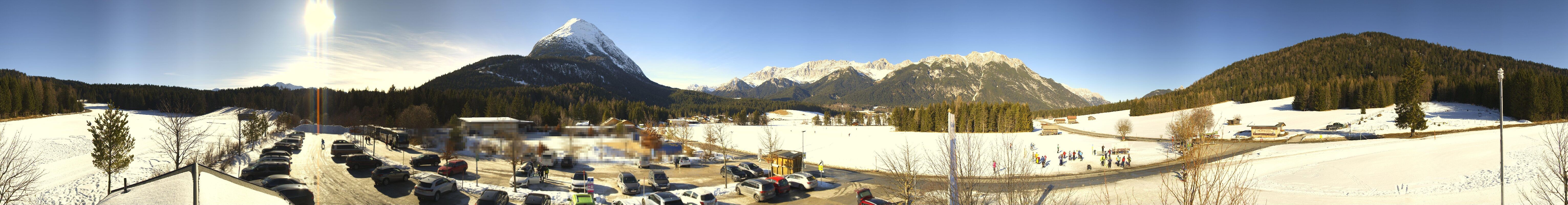 Archiv Foto Webcam Leutasch Moos - Rödlach Parkplatz