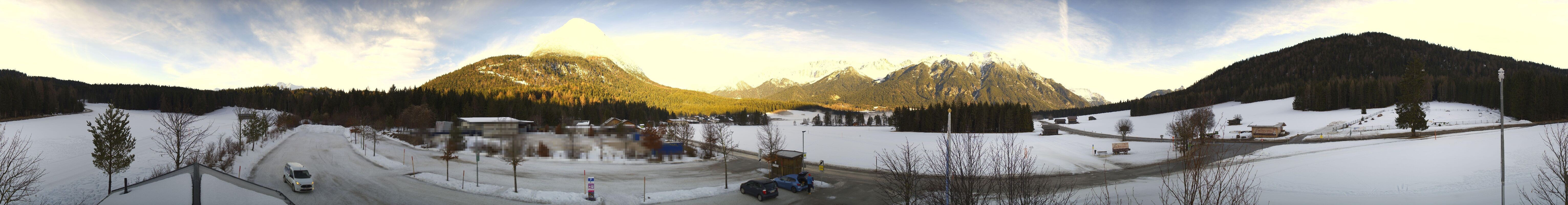 Archiv Foto Webcam Leutasch Moos - Rödlach Parkplatz