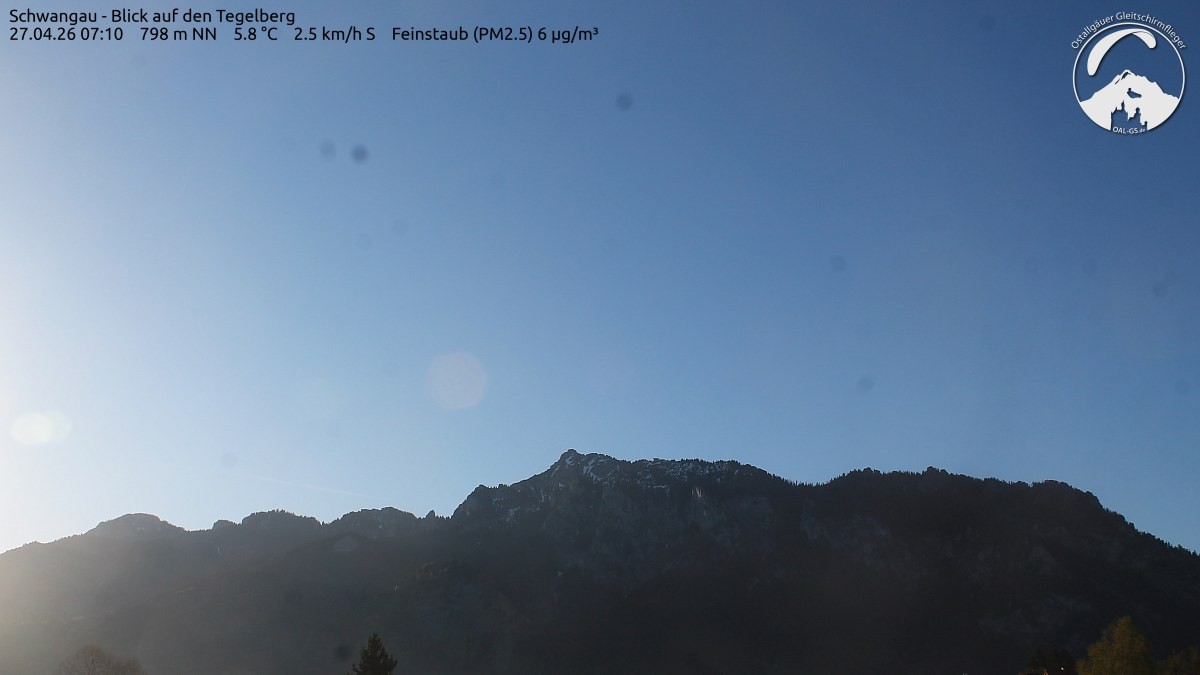 Archived image Webcam Schwangau: View to the Tegelberg