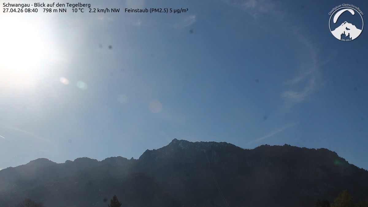 Archived image Webcam Schwangau: View to the Tegelberg