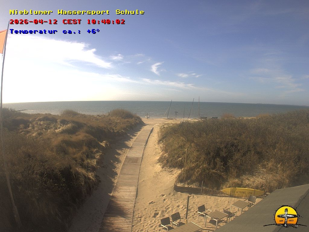 Archiv Foto Webcam Föhr: Nieblumer Wassersport Schule