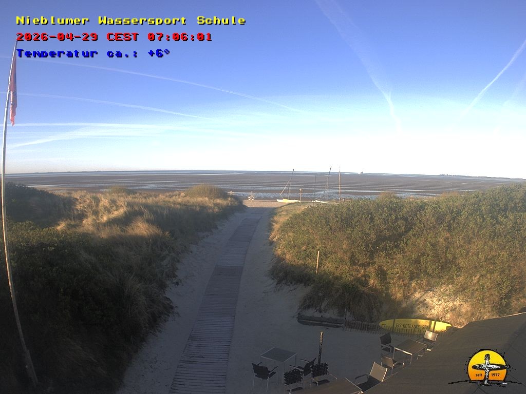 Archiv Foto Webcam Föhr: Nieblumer Wassersport Schule