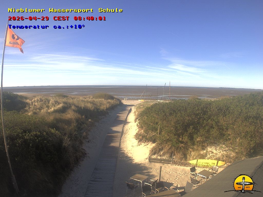 Archiv Foto Webcam Föhr: Nieblumer Wassersport Schule