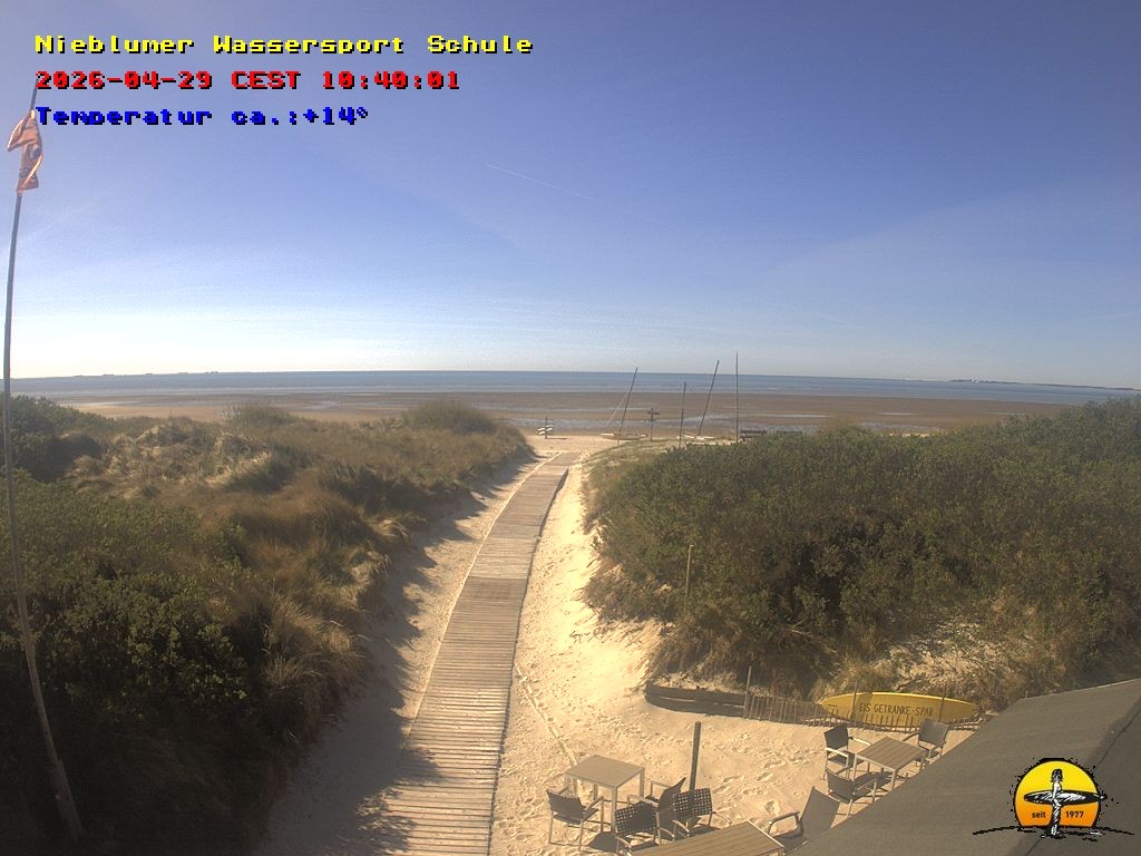 Archiv Foto Webcam Föhr: Nieblumer Wassersport Schule