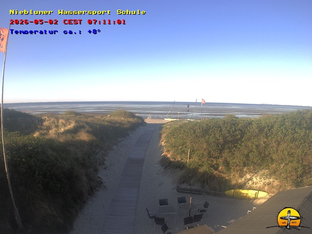 Archiv Foto Webcam Föhr: Nieblumer Wassersport Schule
