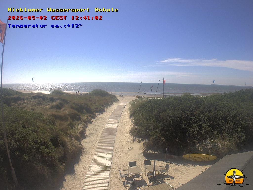 Archiv Foto Webcam Föhr: Nieblumer Wassersport Schule