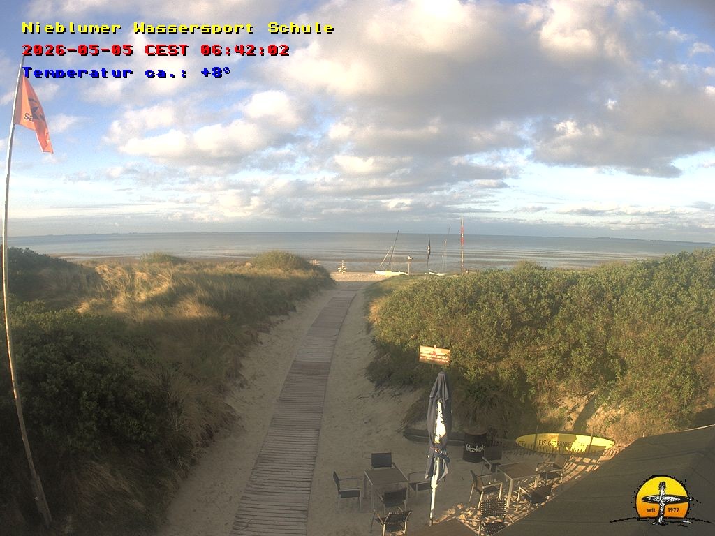 Archived image Webcam Föhr Island: Watersports School Nieblum