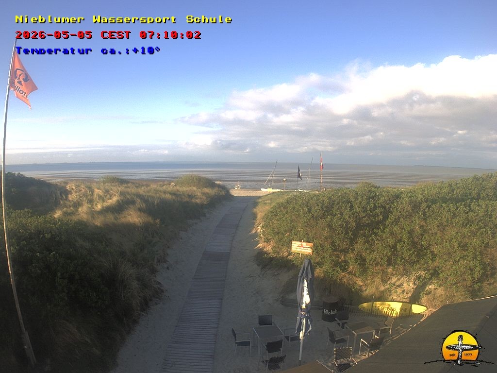 Archived image Webcam Föhr Island: Watersports School Nieblum