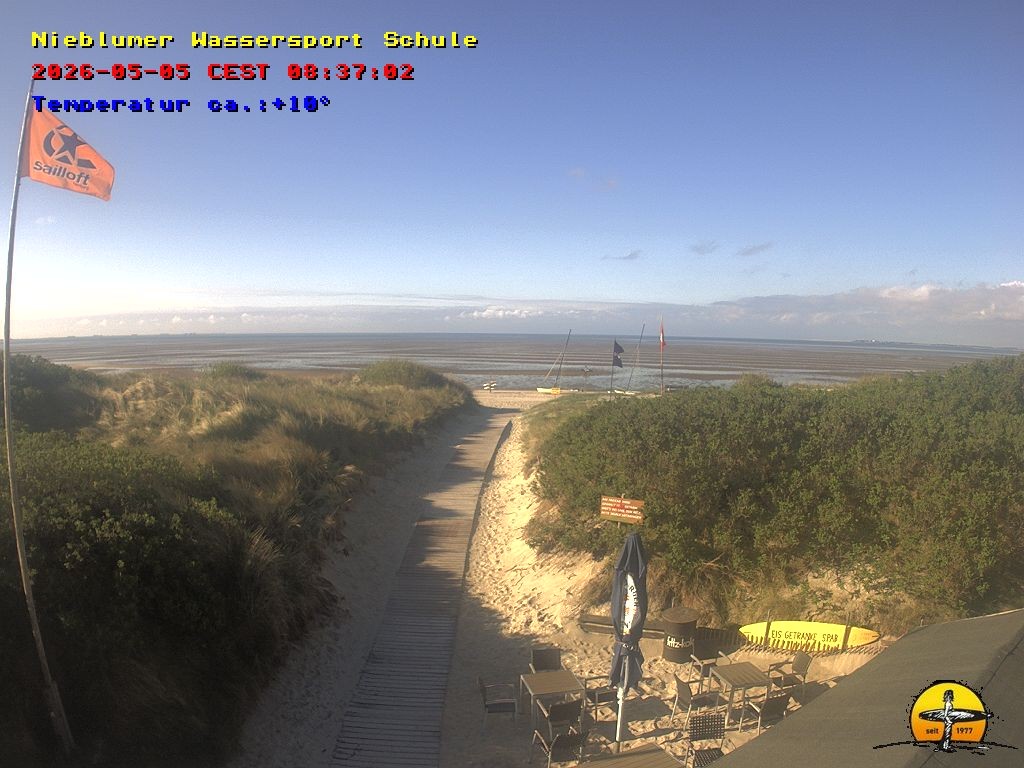 Archived image Webcam Föhr Island: Watersports School Nieblum