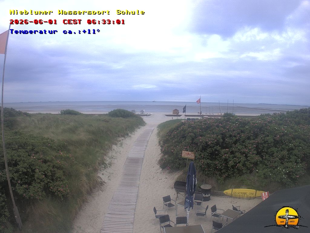 Archived image Webcam Föhr Island: Watersports School Nieblum