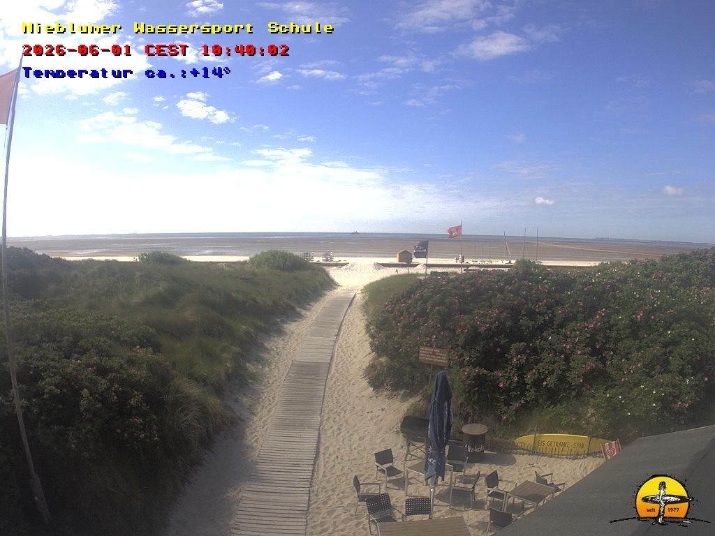 Archived image Webcam Föhr Island: Watersports School Nieblum