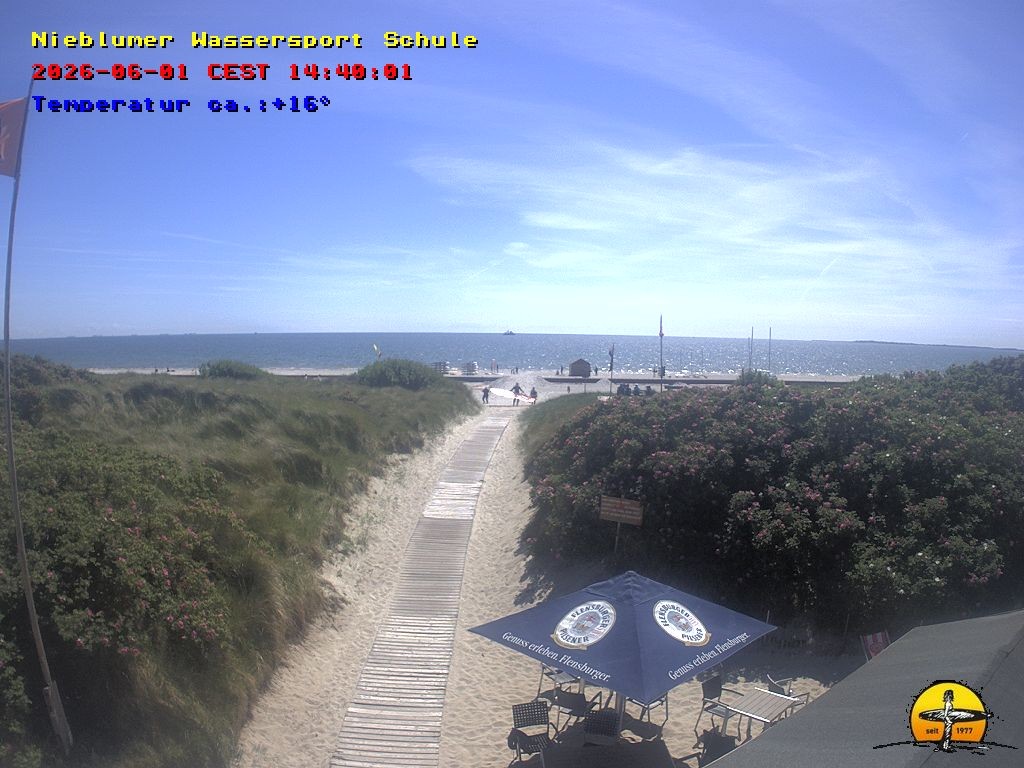 Archived image Webcam Föhr Island: Watersports School Nieblum