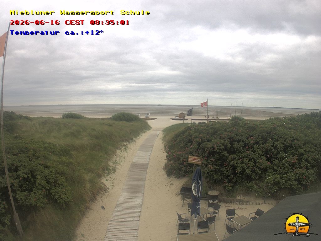 Archiv Foto Webcam Föhr: Nieblumer Wassersport Schule
