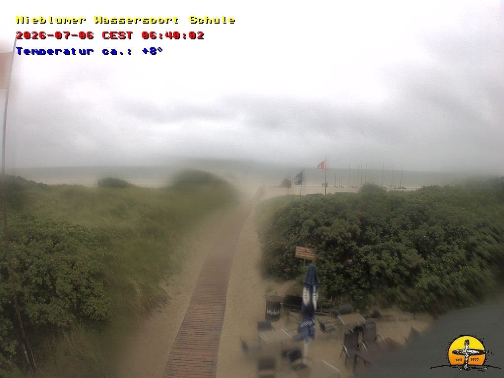 Archiv Foto Webcam Föhr: Nieblumer Wassersport Schule