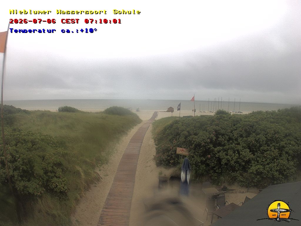 Archiv Foto Webcam Föhr: Nieblumer Wassersport Schule