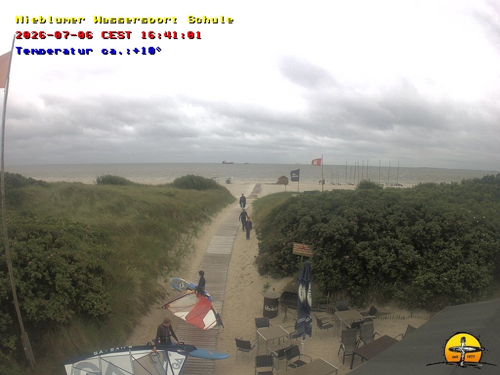 Archiv Foto Webcam Föhr: Nieblumer Wassersport Schule