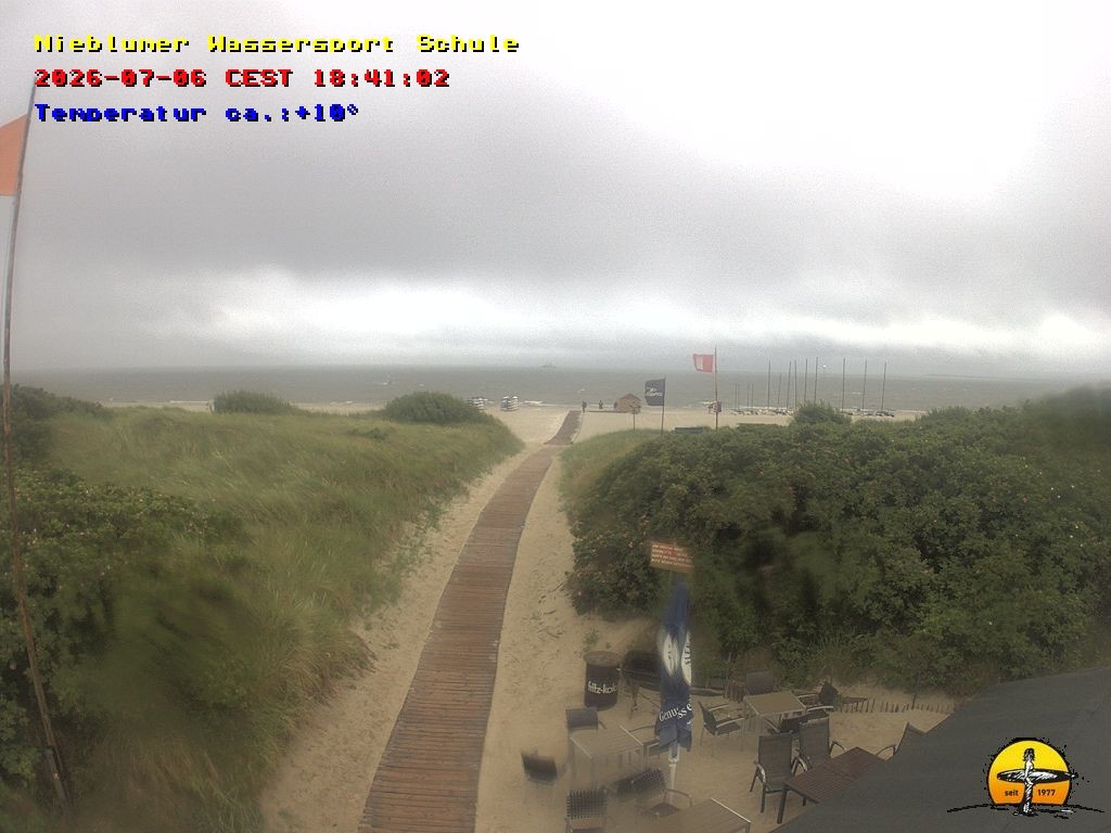 Archiv Foto Webcam Föhr: Nieblumer Wassersport Schule