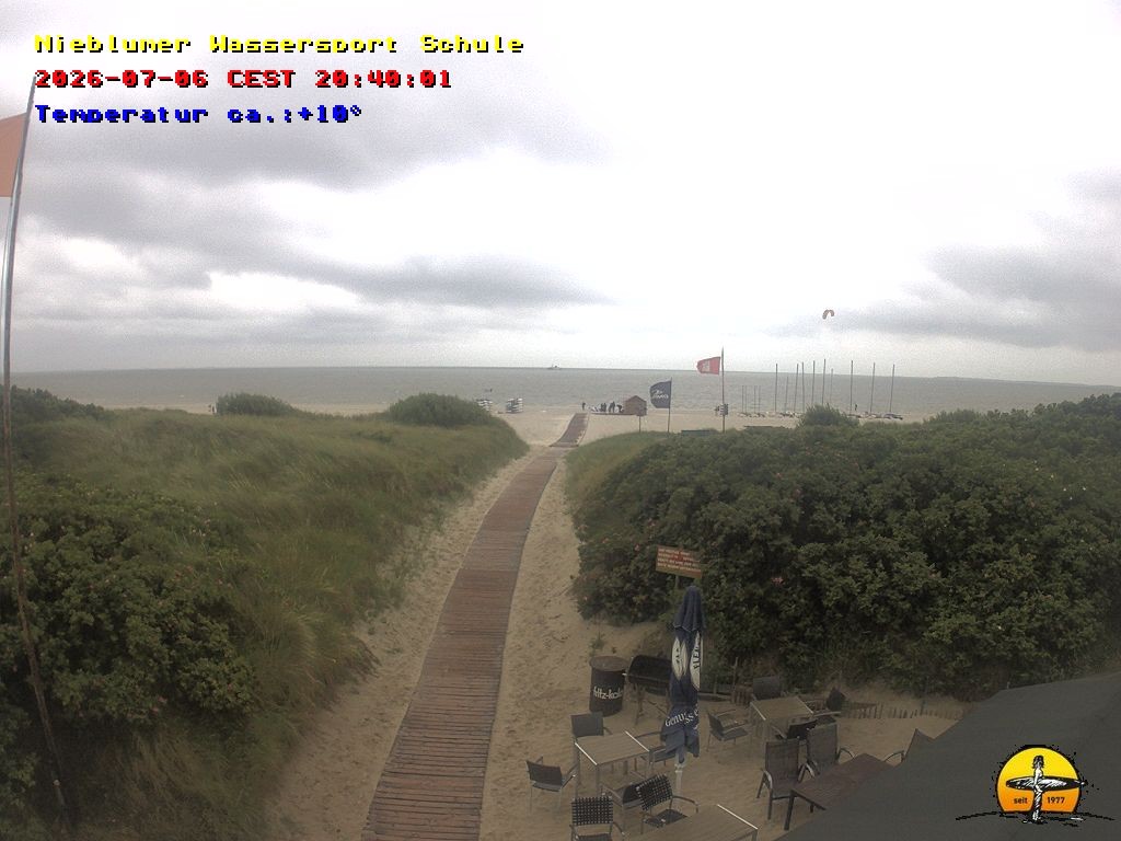 Archiv Foto Webcam Föhr: Nieblumer Wassersport Schule