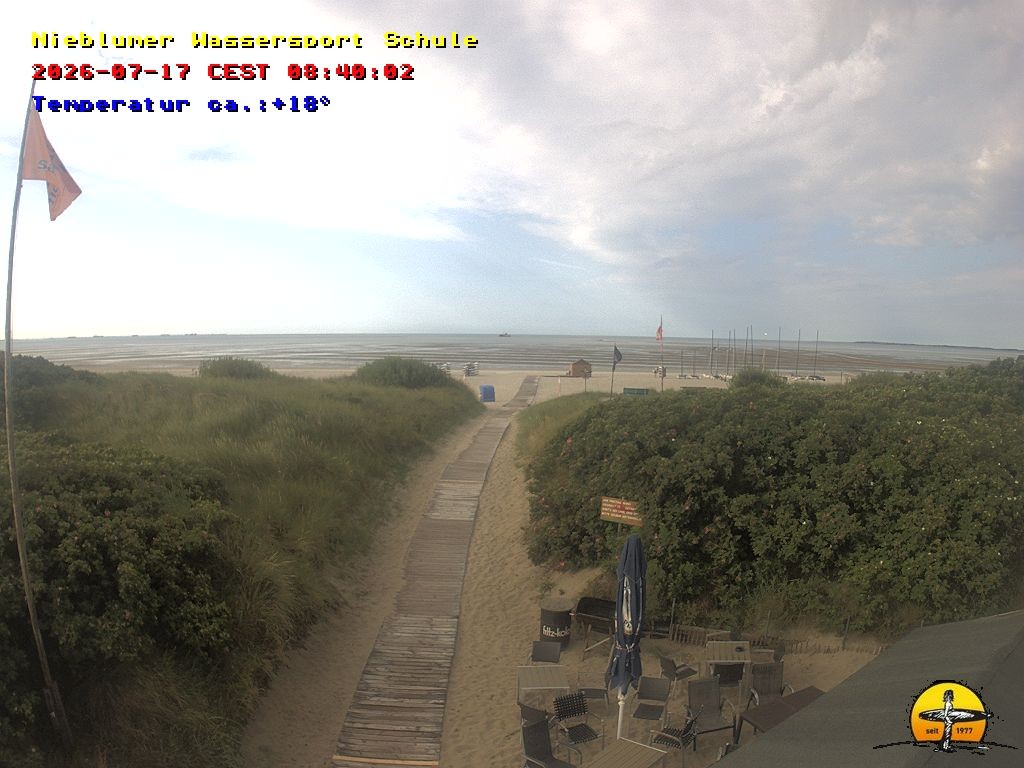 Archived image Webcam Föhr Island: Watersports School Nieblum