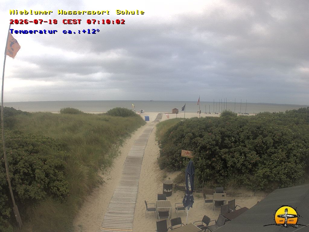 Archiv Foto Webcam Föhr: Nieblumer Wassersport Schule