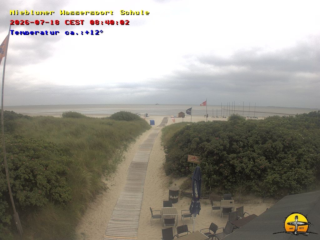 Archiv Foto Webcam Föhr: Nieblumer Wassersport Schule
