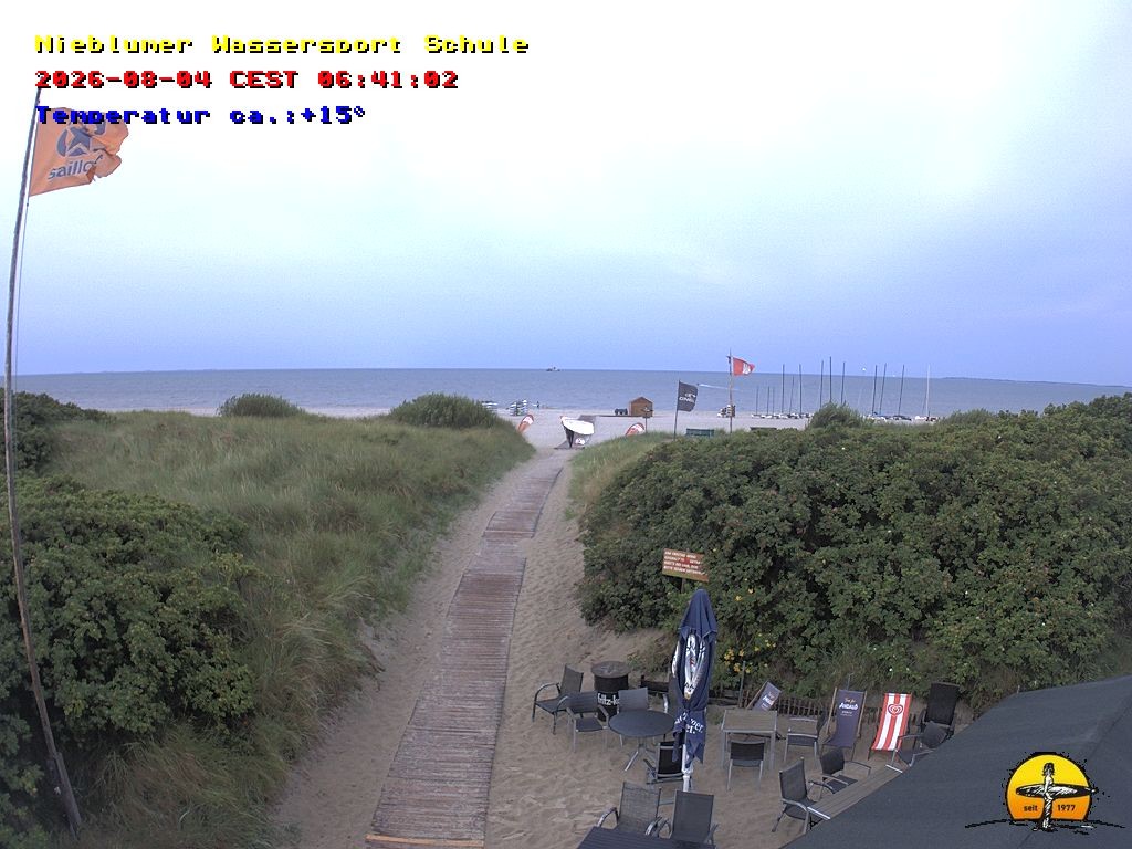 Archiv Foto Webcam Föhr: Nieblumer Wassersport Schule