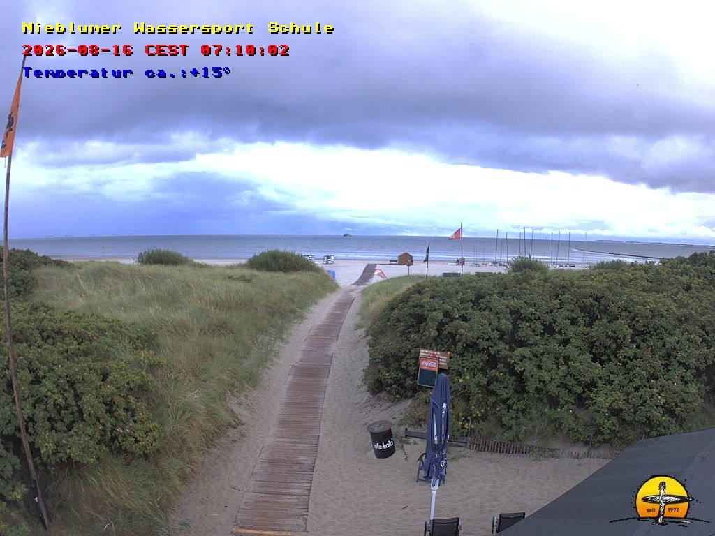 Archiv Foto Webcam Föhr: Nieblumer Wassersport Schule