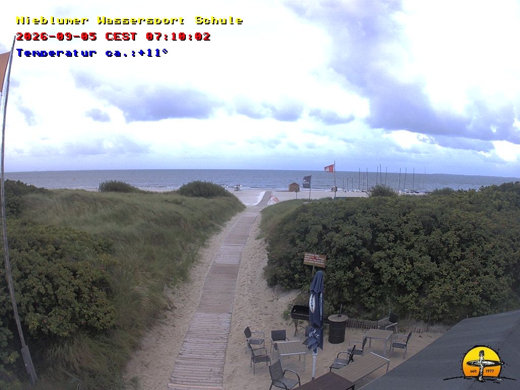 Archiv Foto Webcam Föhr: Nieblumer Wassersport Schule