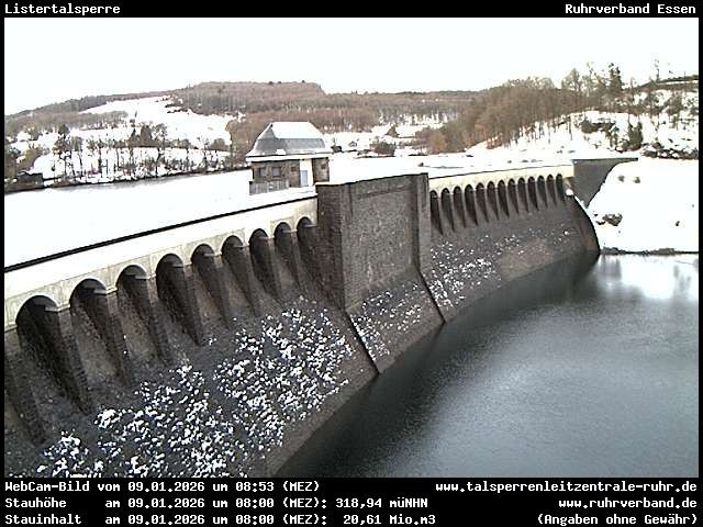 Archiv Foto Webcam Listersee: Listertalsperre Staumauer
