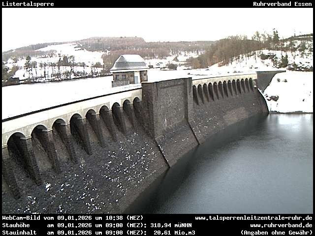 Archiv Foto Webcam Listersee: Listertalsperre Staumauer
