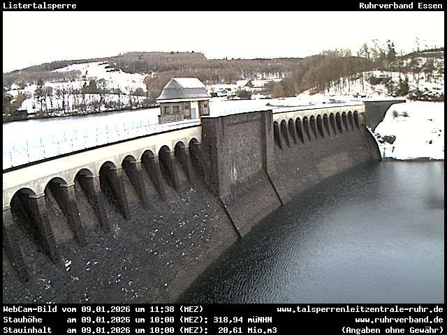 Archiv Foto Webcam Listersee: Listertalsperre Staumauer