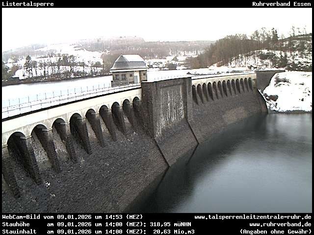 Archiv Foto Webcam Listersee: Listertalsperre Staumauer